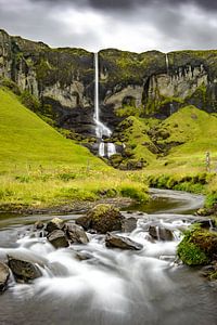 Waterfall in a creek in Iceland with long exposure