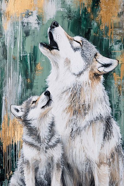 Wolf with pup in harmony by Imperial Art House