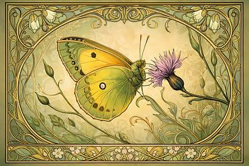 Gelber Schmetterling Jugendstil von Linda de Klein