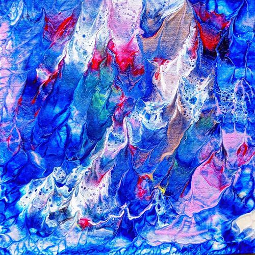Mousse en nuances de bleu et de rose
