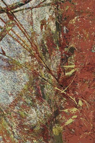 Bamboo plant on a rough wall background