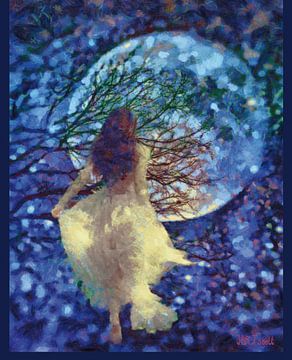 Lady and the Moon van Exceptional Art by Humphrey Isselt