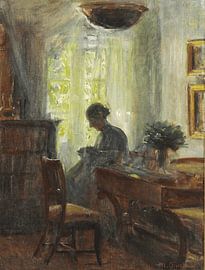 Michael Ancher – Interior of the Artist’s Home. Anna Ancher Doing Handicrafts, 1915 by Atelier Liesjes