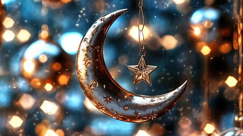 Gouden halve maan met ster: Feestelijke Ramadan