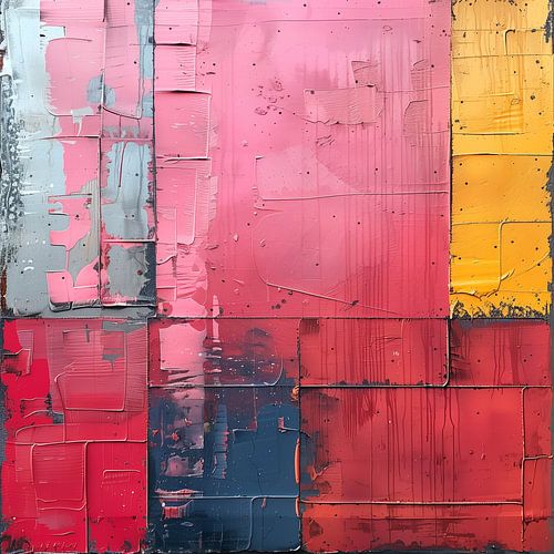 Composition abstraite dynamique en rouge et jaune