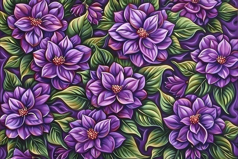 Paarse Bloemenpatroon van Art & Soul Creations