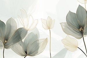 Feuilles vertes au bord d'or III