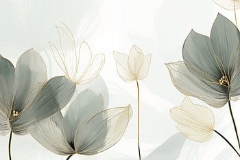 Feuilles vertes au bord d'or III