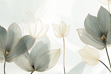 Groene Bladeren met een Gouden randje III van Caroline Guerain