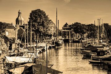 Haven van Dordrecht Nederland Sepia van Hendrik-Jan Kornelis