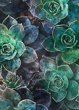 vetplanten groene natuur kunst #succulenten van JBJart Justyna Jaszke