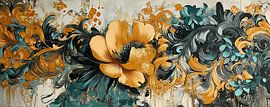 Floral beauty | Golden Flora by ARTEO Paintings