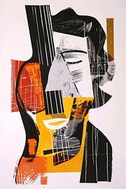Kubistische Gitarist in Kleurrijk Explosie van Imperial Art House