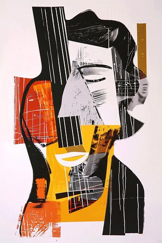 Kubistische Gitarist in Kleurrijk Explosie