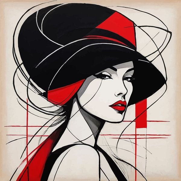 Peinture minimaliste d'un portrait de femme par MIROKKU