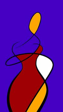 Abstracte lijntekening van een kleurrijke vrouw van Joyce Kuipers