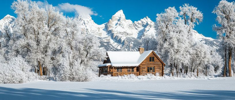 Winterliche Berghütte von Poster Art Shop