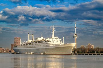 Classic ocean liner SS Rotterdam with the Euromast in the background by Sjoerd van der Wal Photography