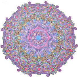 Colourful round Mandala in Pink, Red and Purple by My Footprints