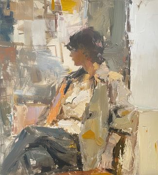 Portrait féminin abstrait - Contemplation sereine sur Caprices d'Art