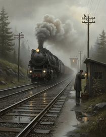 Lange Schienen im Regen von Regan Frederick