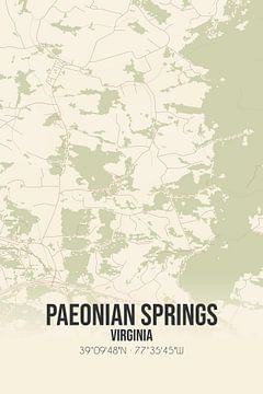 Vintage landkaart van Paeonian Springs (Virginia), USA. van MijnStadsPoster