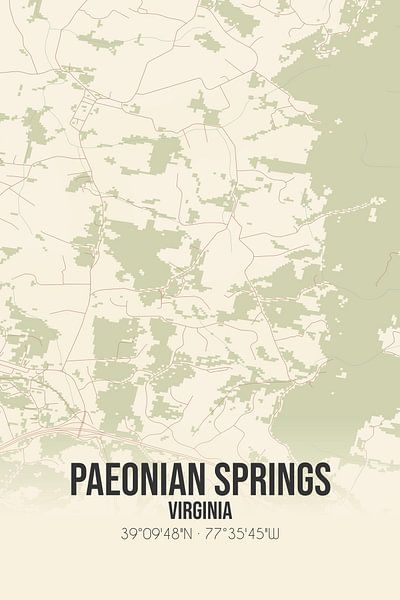Vintage map of Paeonian Springs (Virginia), USA. by Prints of Place