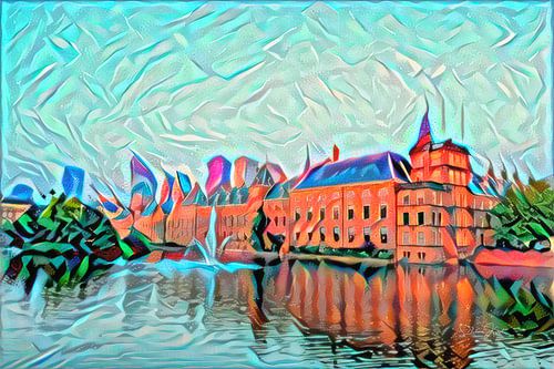 La cour de La Haye dans le style graffiti sur Slimme Kunst.nl