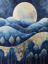 Mondlicht über den Hügeln Stil Abstrakt