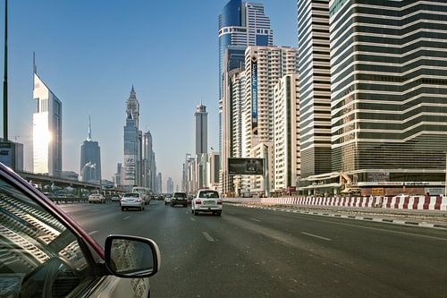 View of Dubai Marina and Mohammed Bin Ahmed Almulla Mosque, United Arab Emirates