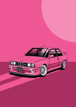 Art Car BMW E30 M3 pink by D.Crativeart