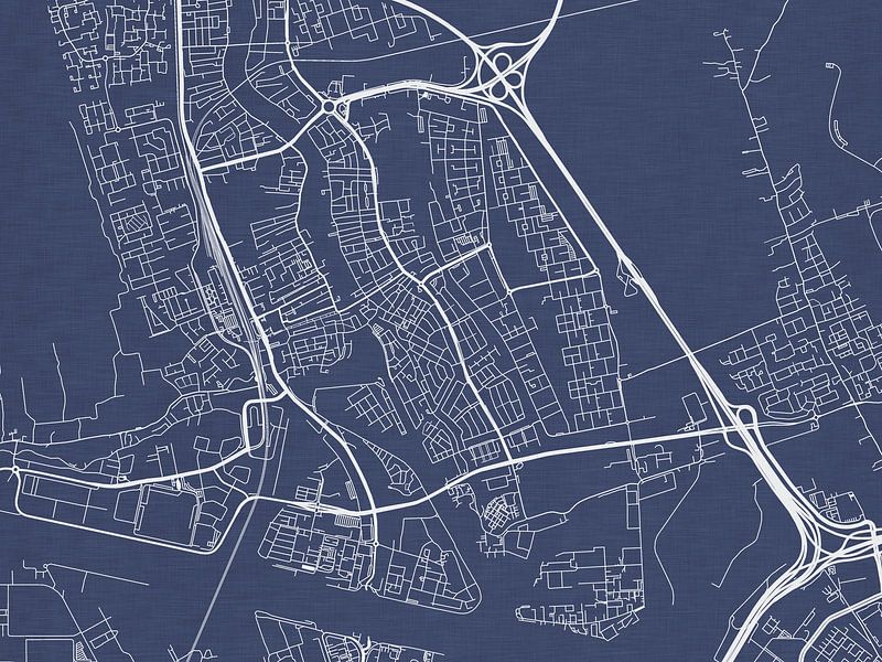 Map of Zaandam in Royal Blue by De Kaartenwinkel