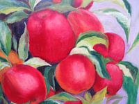 Appels in lila. 60x60cm.