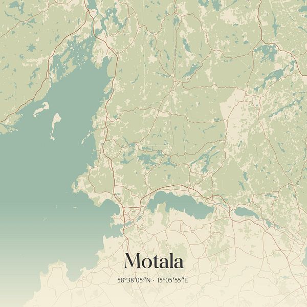 Vintage map of Motala, Sweden. by Prints of Place