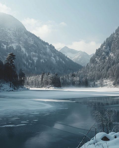 Winteridylle in een zonnestraal van fernlichtsicht