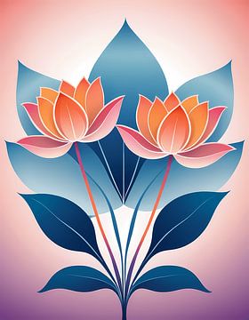 Tweeling Lotus Bloei van Artistic