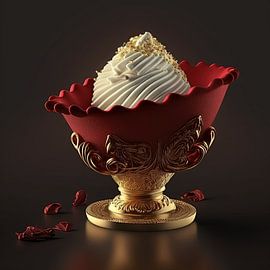 Red sundae with whipped cream