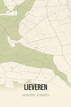 Vintage landkaart van Lieveren (Drenthe) van MijnStadsPoster