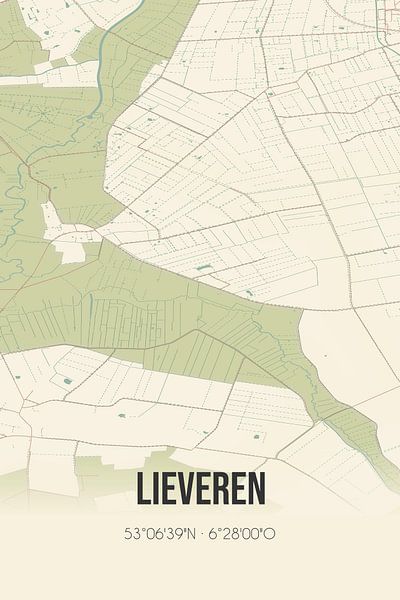 Vintage map of Lieveren (Drenthe) by Prints of Place