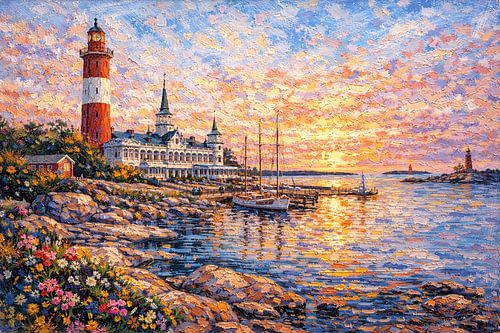 Hanko in Finland, een impressionistisch schilderij.