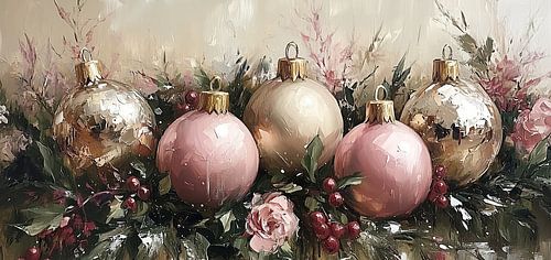 Roze en Gouden Kerstballen