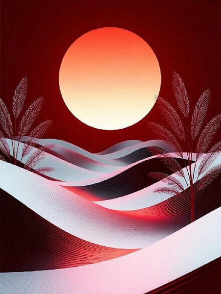 Floral Art, Acrylmalerei, lebendige Blumen, bunte Blüten, stilisierte Blumen, zeitgenössische Kunst, abstrakte Blumen, rosa Blumen, orange Blumen, blauer Hintergrund, botanische Kunst, moderne Blumen, dekorative Kunst, helle Farben, Pop Art Floral von Artistic