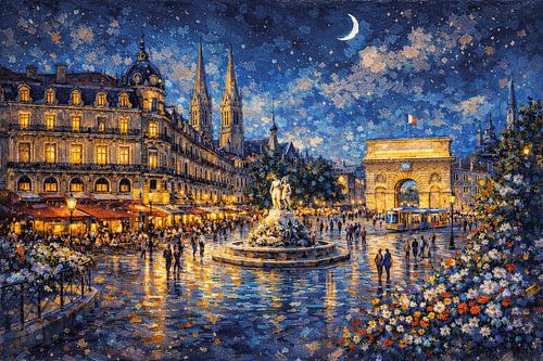 Montpellier in Frankrijk, een impressionistisch schilderij.