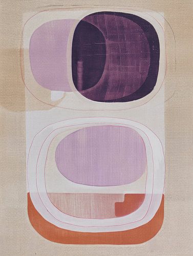 Modern abstract in taupe, mauve en paars