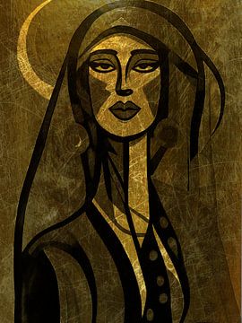 Modern Portrait of a Woman. World Women: Black/Gold