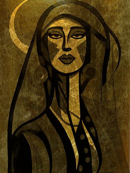Modern Portrait of a Woman. World Women: Black/Gold by Studio Pieternel