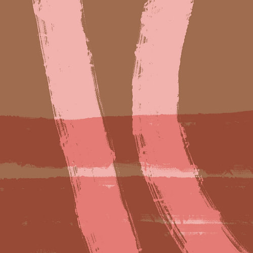 Pink on terracotta. Minimalist abstract painting by Dina Dankers