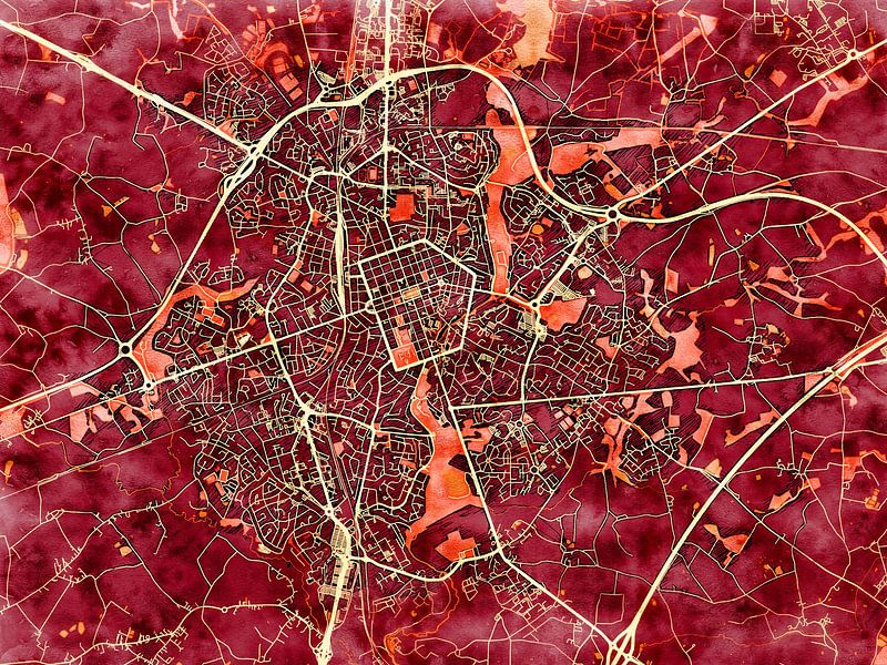 Kaart van La Roche-sur-Yon in de stijl 'Amber Autumn' van Maporia