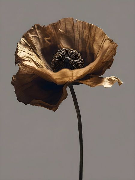 Gold dried poppie flower by On Your Wall