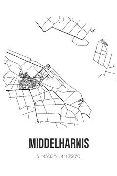 Middelharnis (Zuid-Holland) | Landkaart | Zwart-wit van Rezona